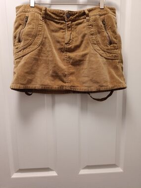 American Eagle Outfitters Tan Corduroy Mini Skort Zip Pockets Grunge 90s Baddie